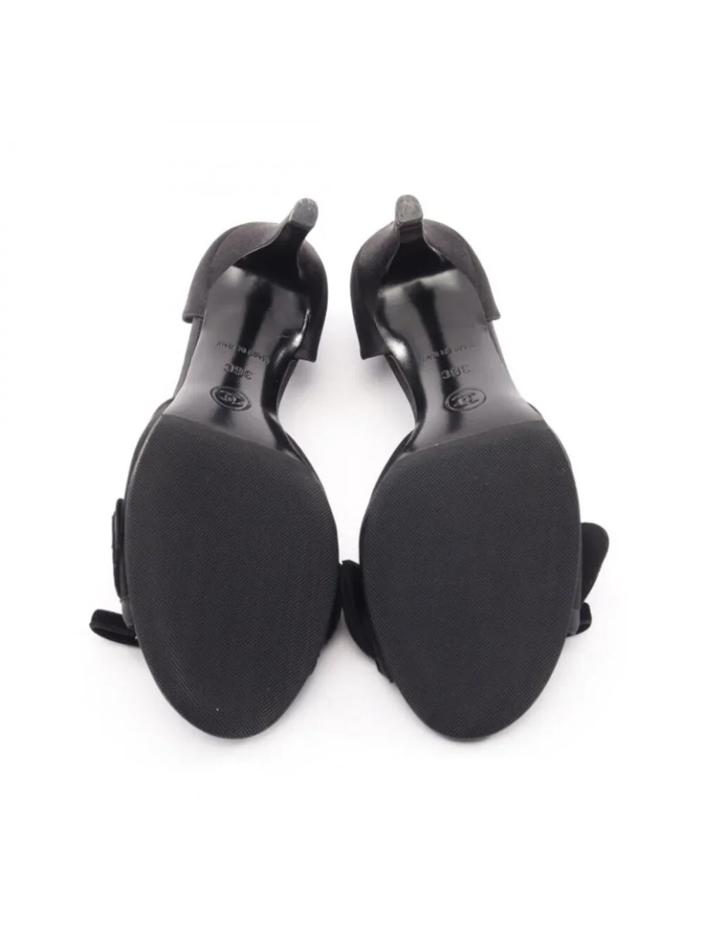 Chanel Sandals CC Logo Ruffle Ribbon Fabric